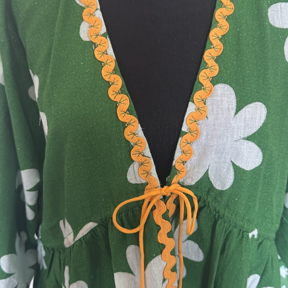 Anthropologie Green Floral Swim Coverup - Picture 5 of 7